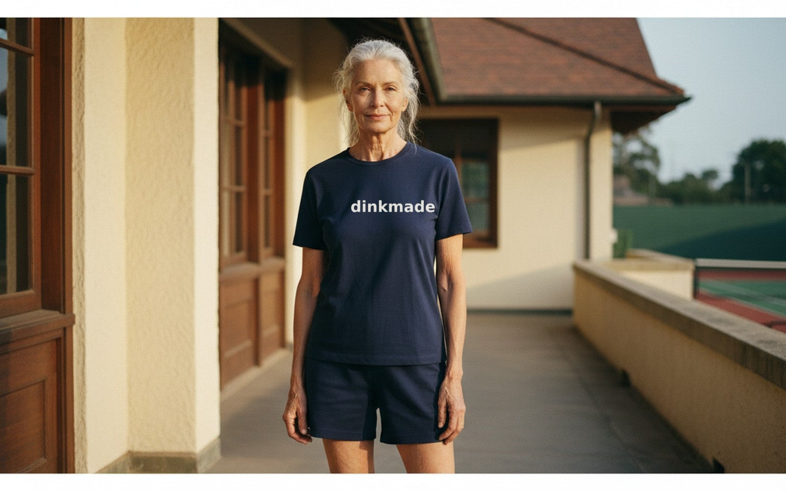 A member on the club terrace in a dinkmade tee