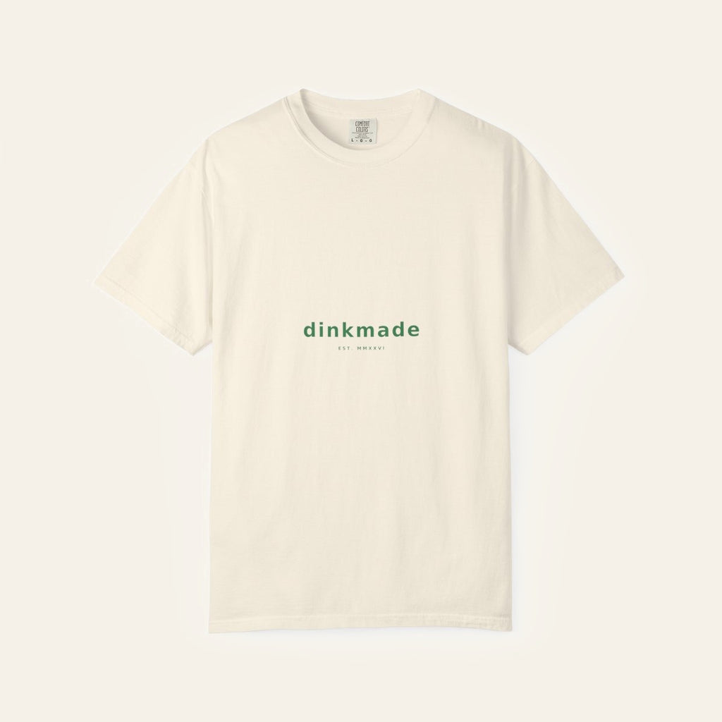 The Stacked Wordmark — Court Green on Cream — product flat lay