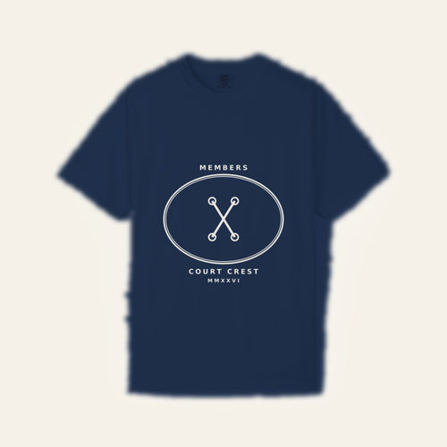 Members Court Crest — Cream on Navy (Heavyweight) — product flat lay