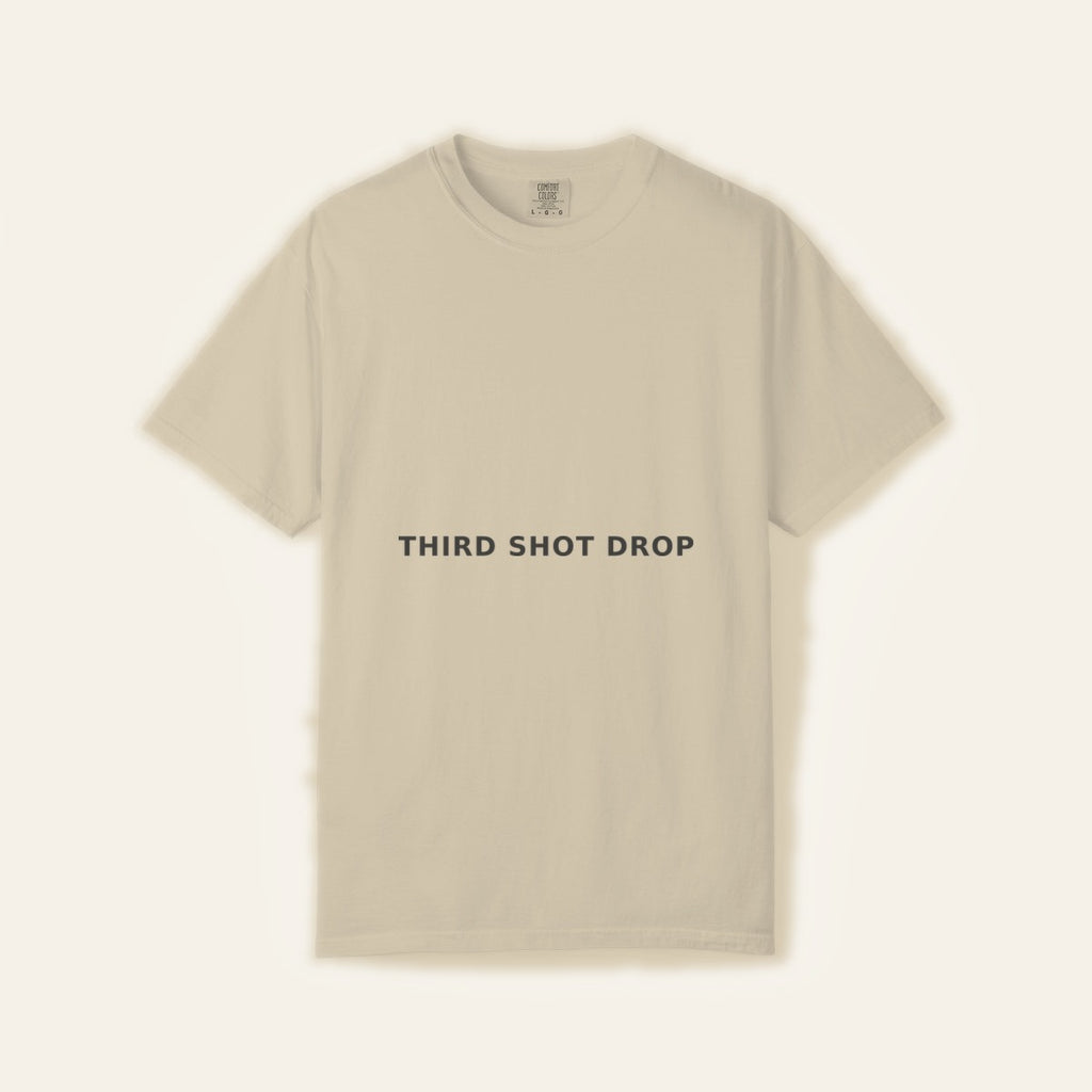 Third Shot Drop — Charcoal on Sandstone — product flat lay