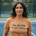 we are the 9 am ladies. — Navy on Sand — worn on the court