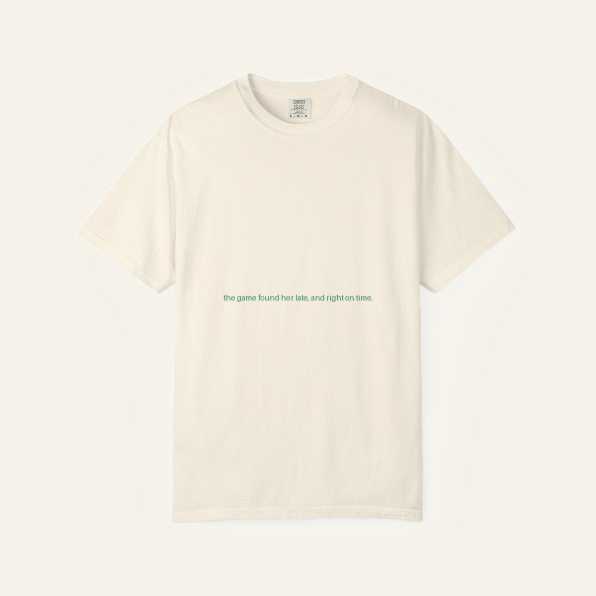 The game found her late, and right on time. — product flat lay