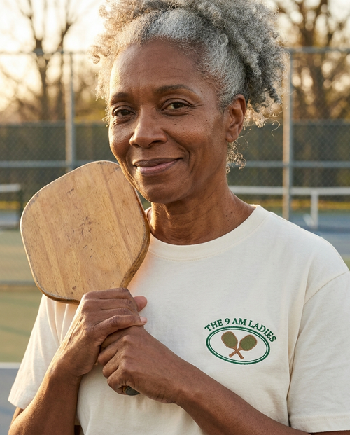 The 9 AM Ladies tee — portrait